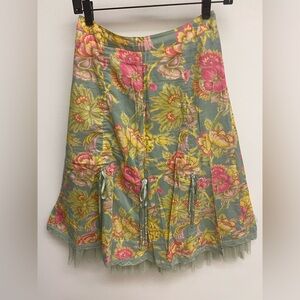 Vintage April Cornell Floral Lace Ribbon Skirt – Cotton, Romantic Style size XS